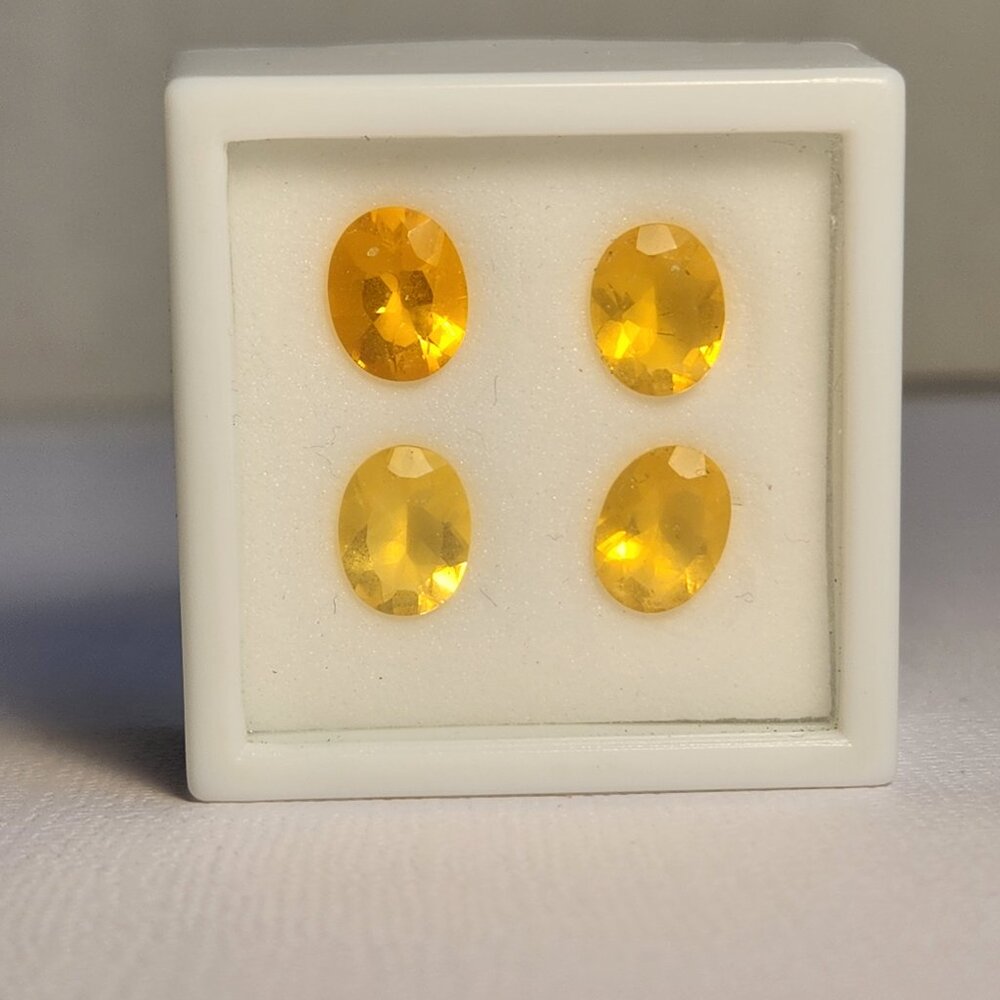 VTG Labeled Genuine Fire Opal 4.91ctw 9x7mm Oval Set of 4 Loose Gemstones - Picture 8 of 9